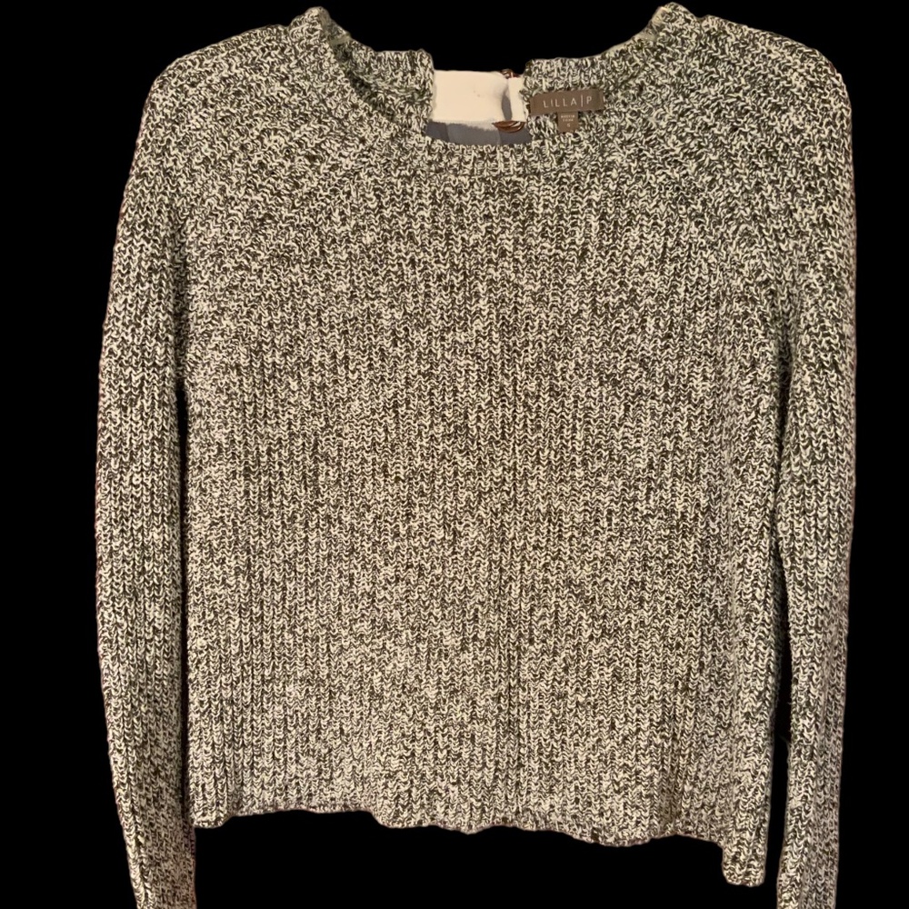 Lilla P Women’s Sweater Gray/White Size Small